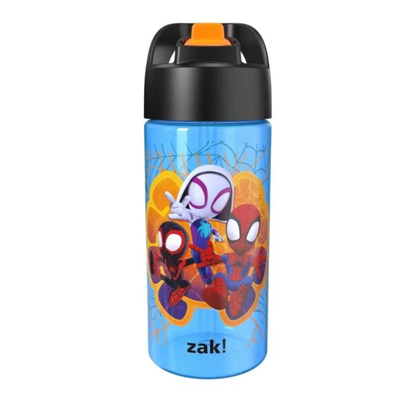 Zak Designs 16 Fl Oz Glow in the Dark Spider-Man Polypropylene Straw Bottle Blue - Picture 1 of 8